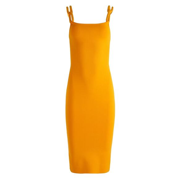 Alice+Olivia 'Alina' Orange Rayon Rib-Knit Midi-Dress Size XS - Picture 1 of 4